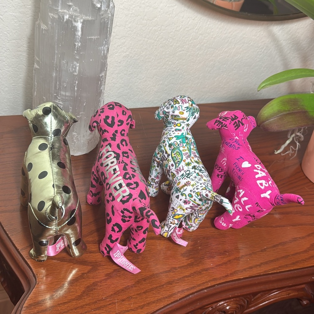 Lot of 4 Victoria's Secret PINK Mini Plush Dog Collection.